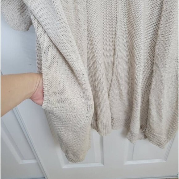 NORDSTROM COLLECTION Size Large/ XLarge Beige Linen Silk Open Front Cardigan - Picture 9 of 10